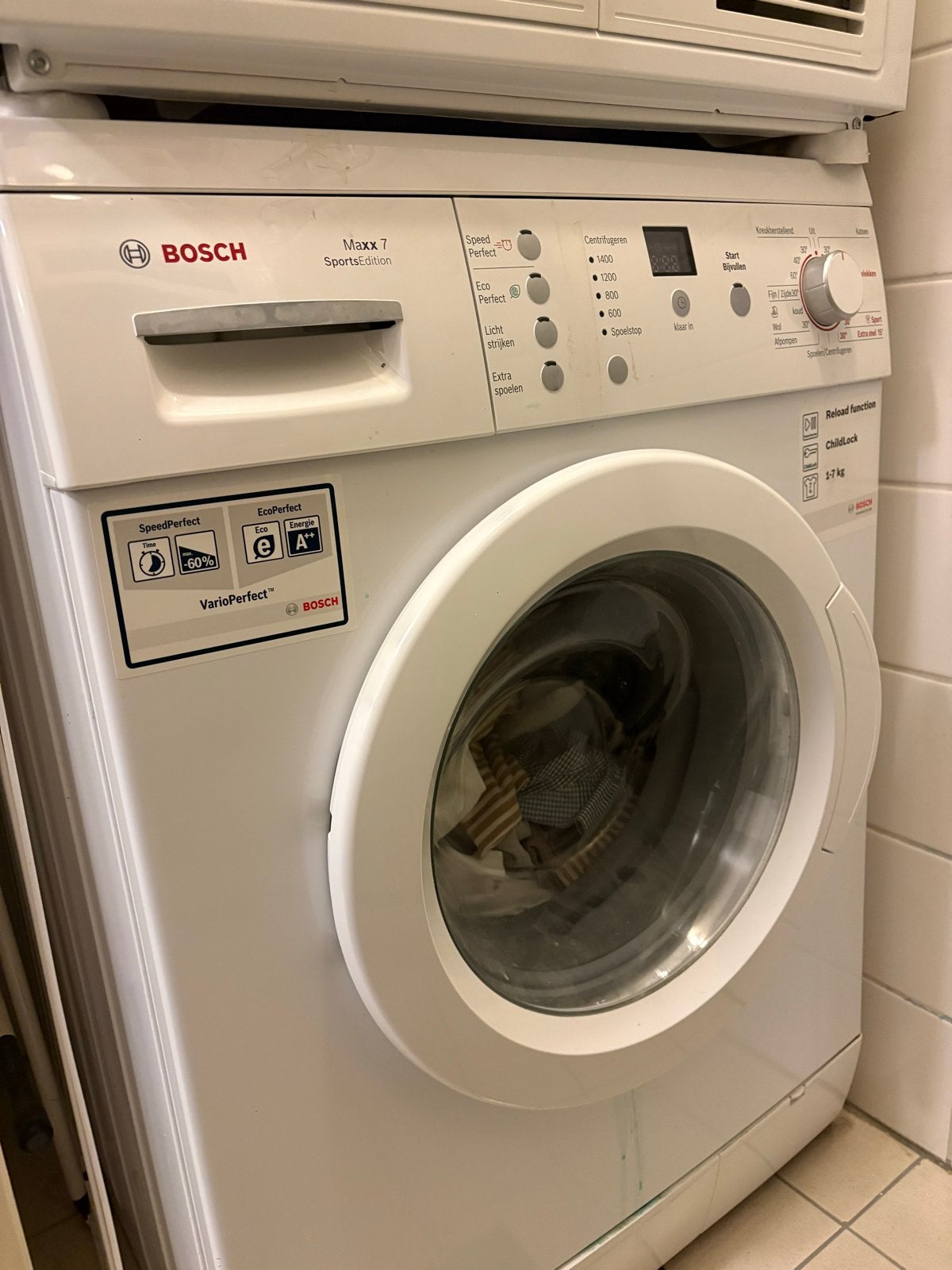 Bosch Maxx 7 VarioPerfect Wasmachine - In goede staat, Ophalen, Zo goed als nieuw, 85 tot 90 cm, 1200 tot 1600 toeren