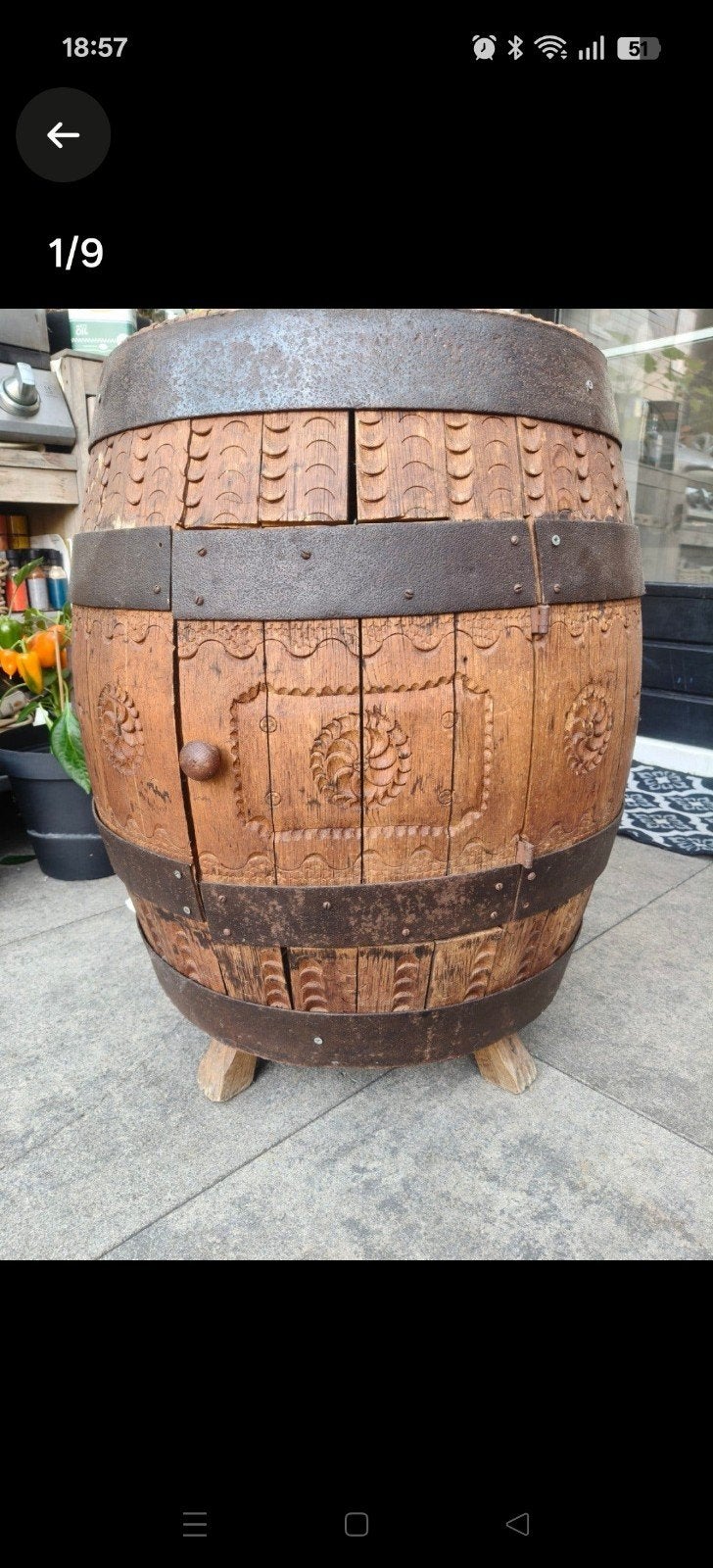 Decoratieve houten wijnvat met 3 kranen, Antiek en Kunst, Ophalen