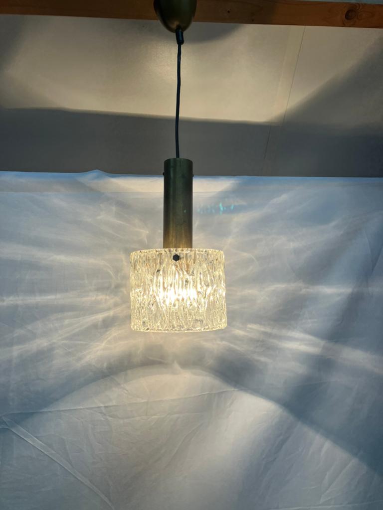 Exclusieve Vintage Hanglamp (Jaren '60), IJsglas & Messing, Ophalen of Verzenden, Gebruikt