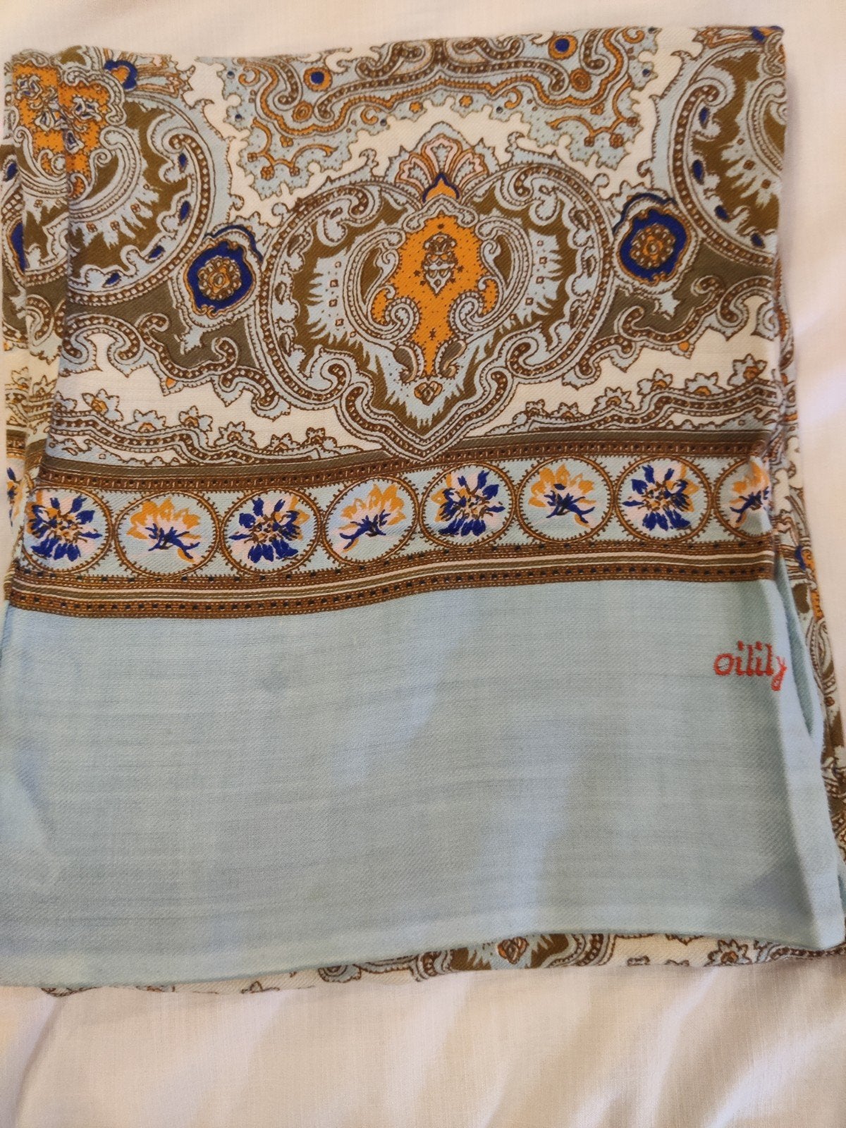 Vintage Oilily sjaal met paisley print 7, Oilily, Maat 42/44 (L), Ophalen of Verzenden, Sjaal