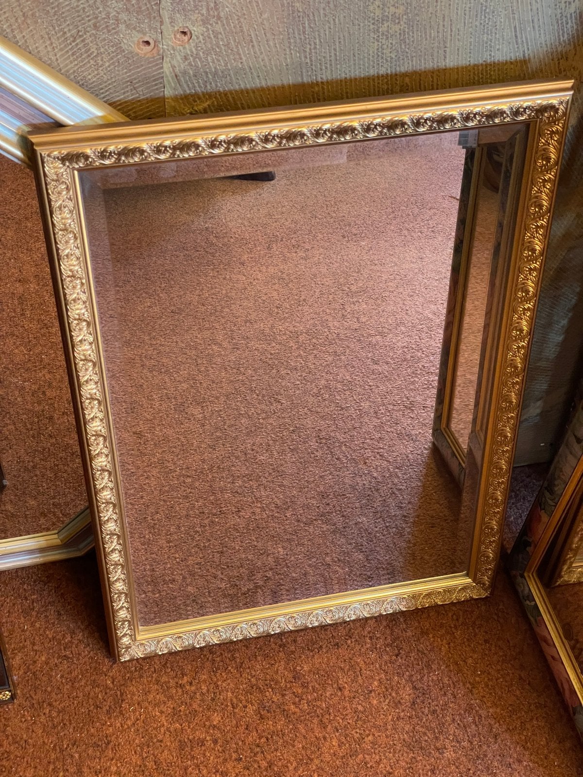Gouden spiegel 47x67 cm, Ophalen, Minder dan 50 cm, Gebruikt, Minder dan 100 cm