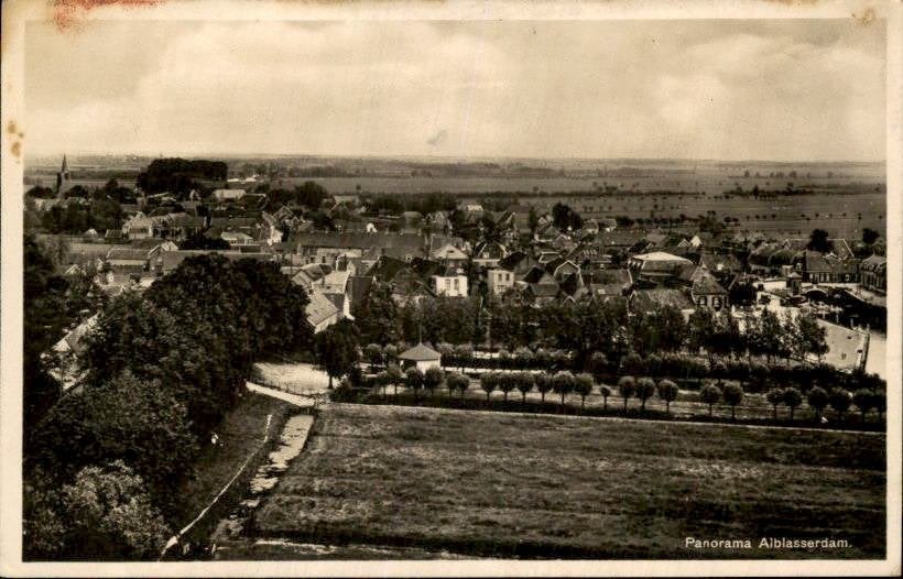 Alblasserdam - Panorama - Dorpszicht, Verzamelen, Ophalen of Verzenden, 1920 tot 1940, Gelopen, Zuid-Holland