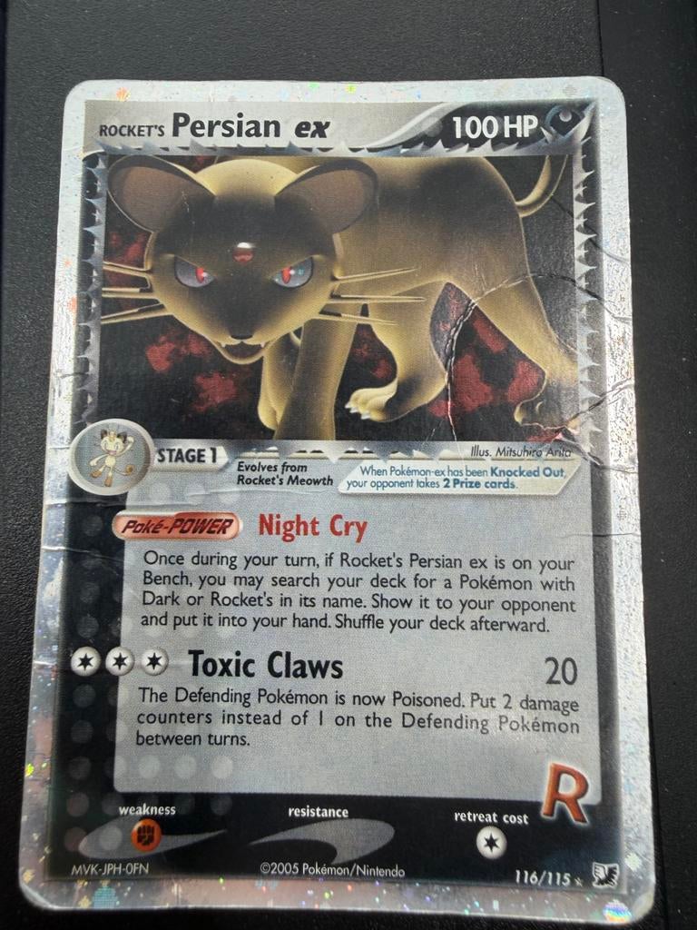 Rocket's Persian ex Pokémon kaart 116/115 EX Team Rocket Ret, Ophalen of Verzenden, Gebruikt, Losse kaart, Foil