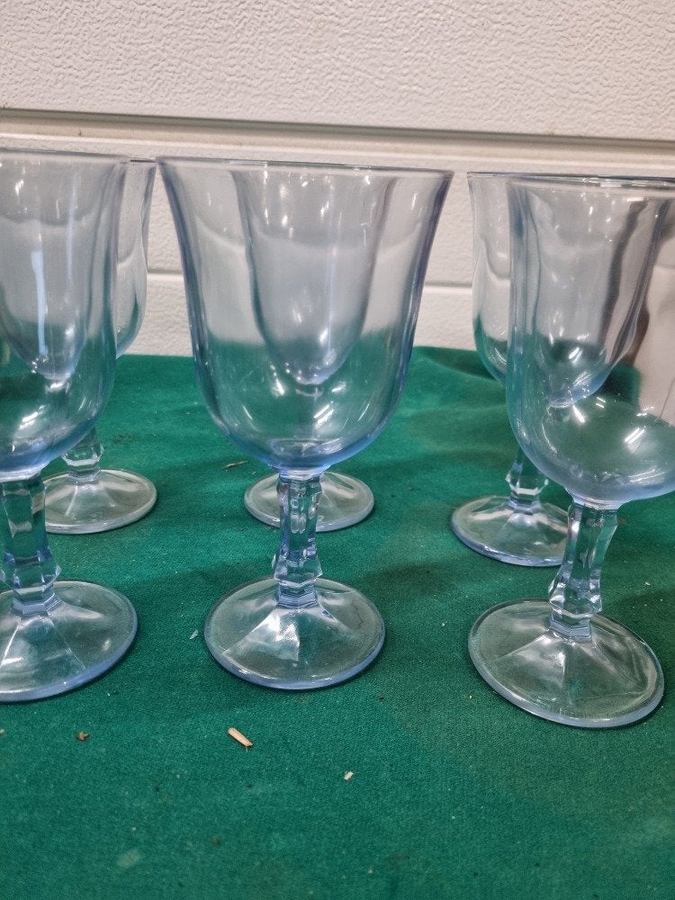 wijnglazen blauw glas vintage 6 stuks, Ophalen of Verzenden, 'T Olde Gre-j, Info@toldegrej.nl, Endepoelstraat 20f Didam