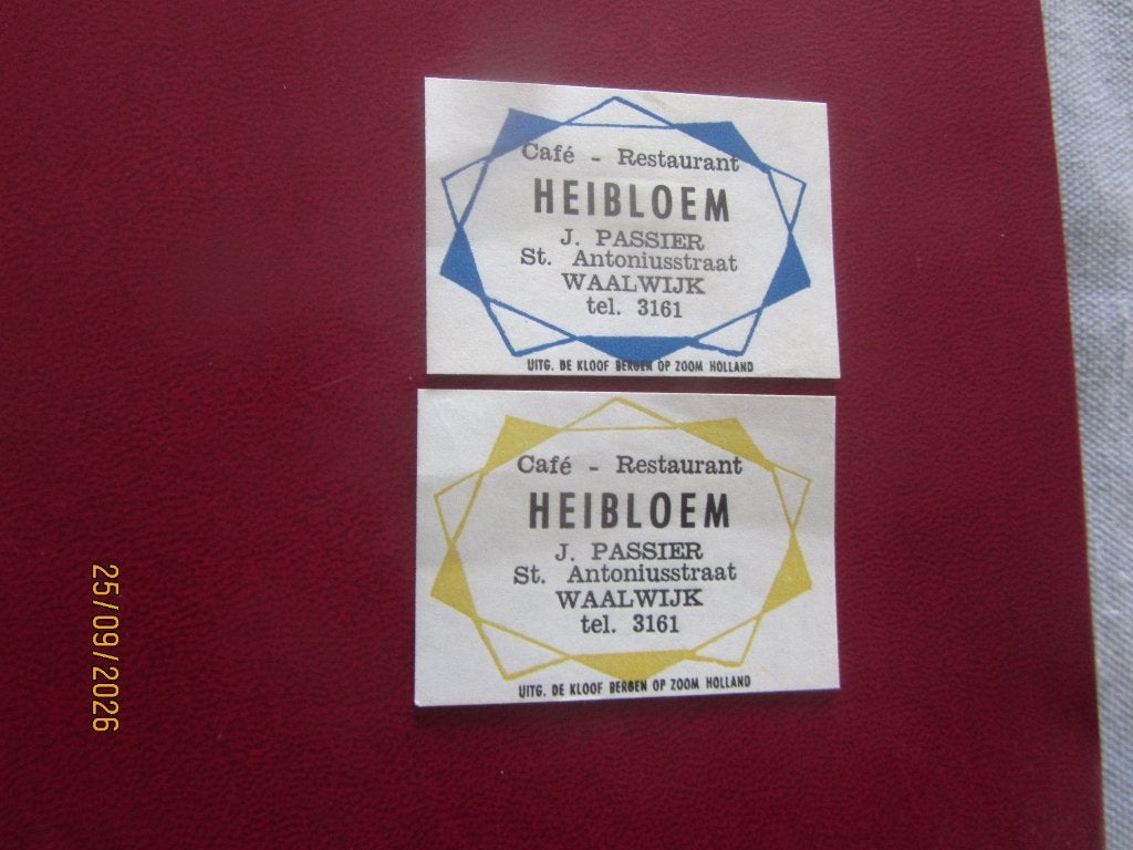 Café Heibloem J.Passier  St.Anthoniusstr. Waalwijk, Ophalen of Verzenden, Gebruikt, Luciferdoosjes of -merken