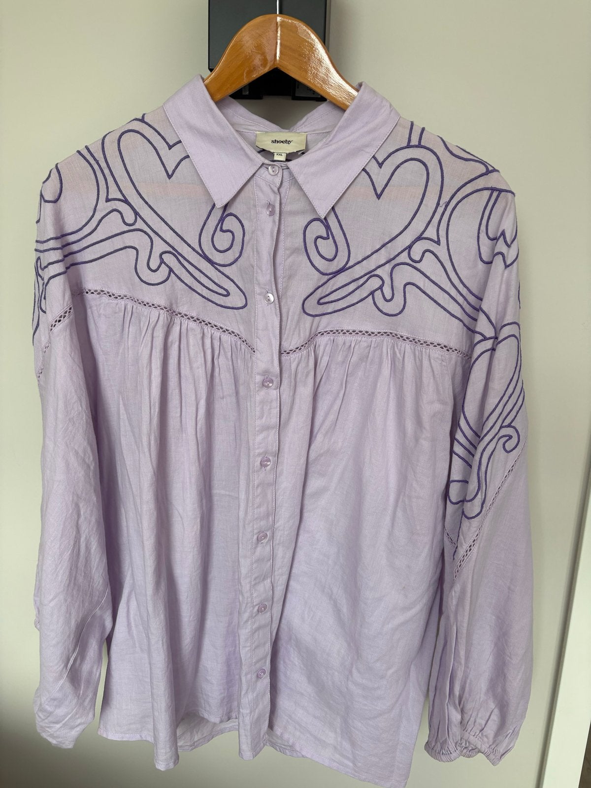 Shoeby Blouse met Borduurwerk - Maat XXL, Ophalen of Verzenden, Zo goed als nieuw, Maat 46/48 (XL) of groter, Paars