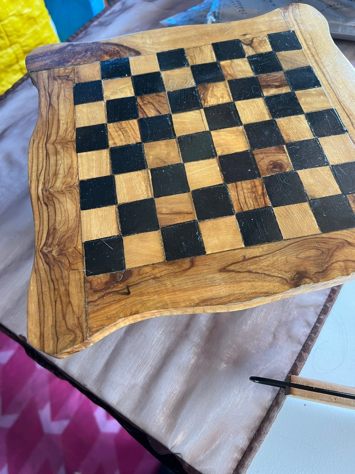 Schaakbord met tinnen figuren - Uniek en handgemaakt, Een of twee spelers, Ophalen, Gebruikt