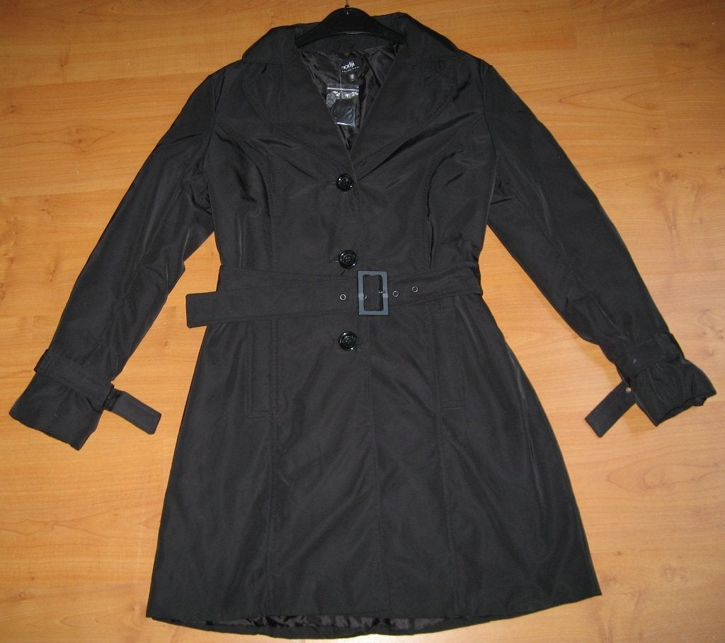 Gevoerde zwarte trenchcoat jas 36/S., Zwart, Nieuw, Ophalen of Verzenden, Maat 36 (S)