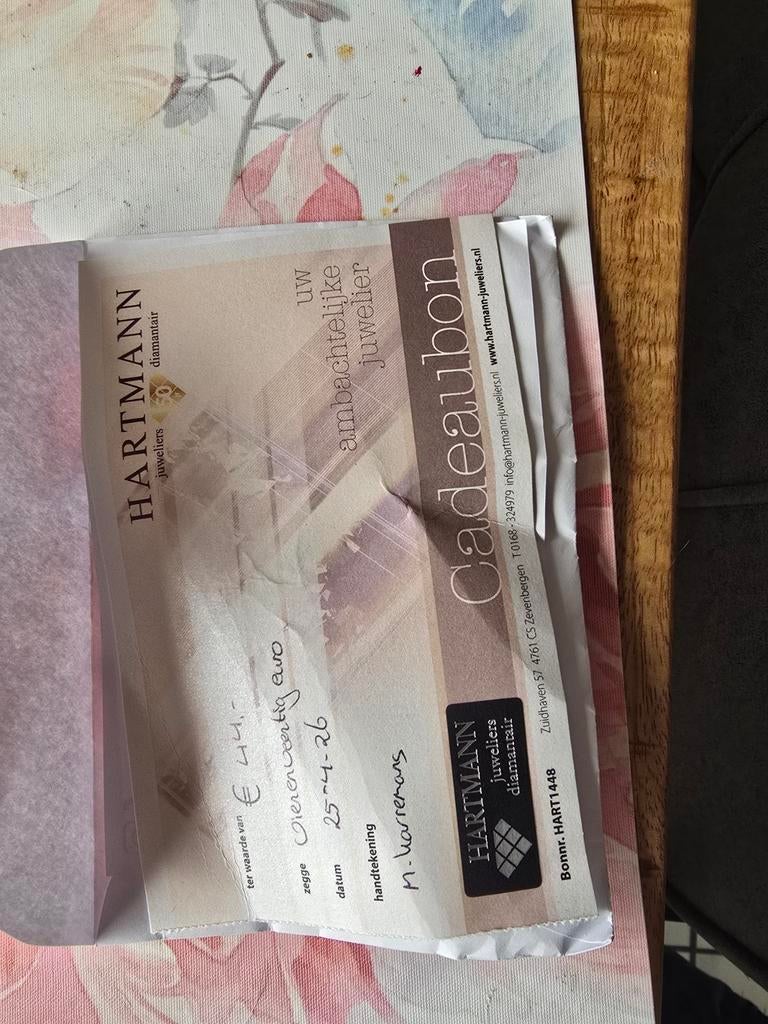 Cadeaubon, Eén persoon, Cadeaubon