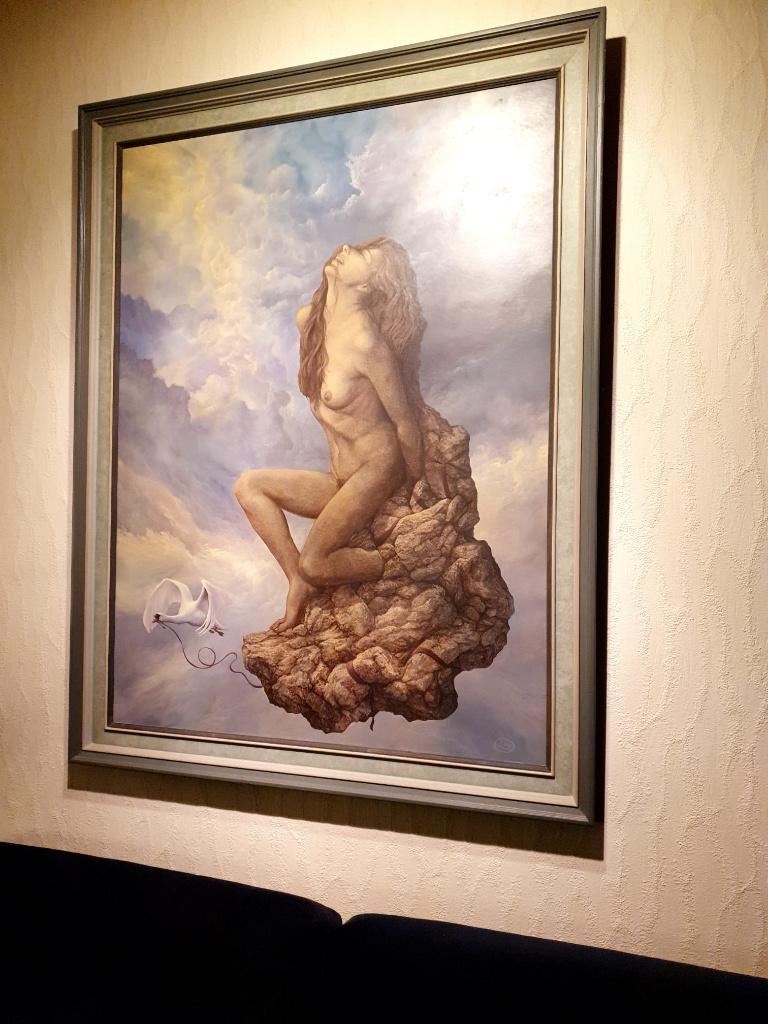 Olieverf schilderij René Zwaga, gesigneerd, 150 cm X 100 cm., Ophalen