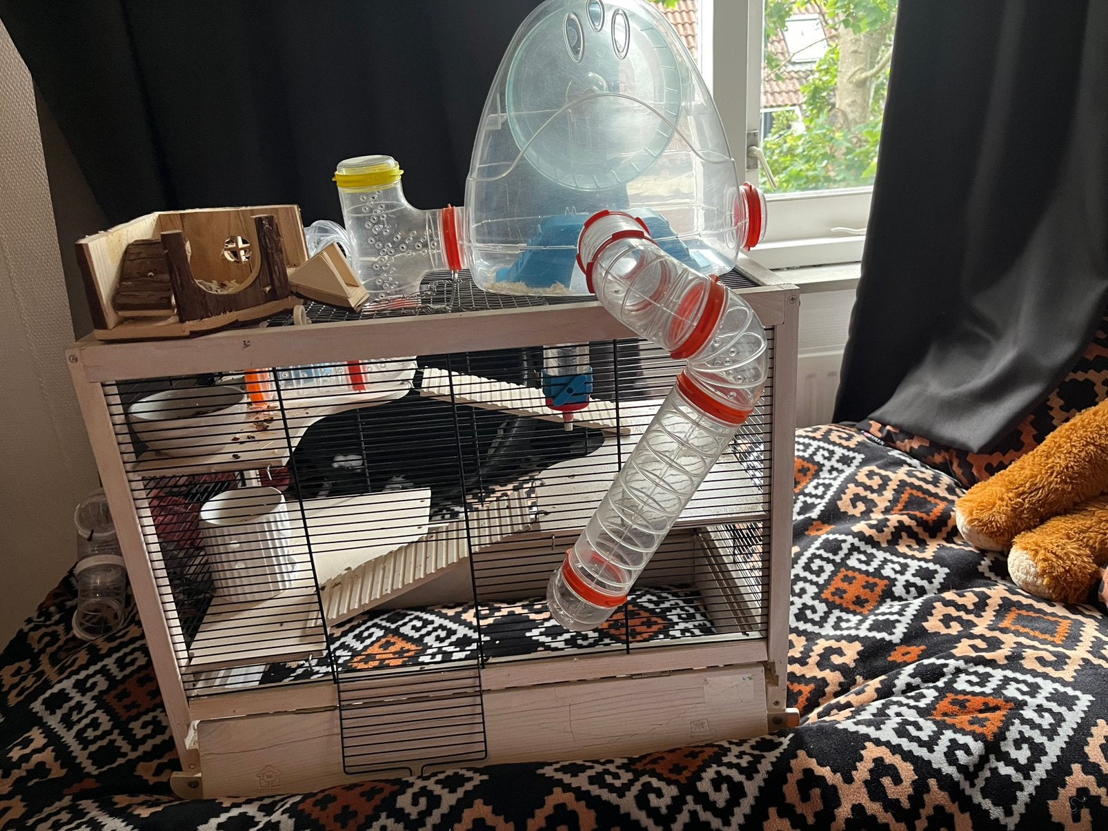 Uitgebreide hamsterkooi met uitbouw, Dieren en Toebehoren, Ophalen of Verzenden, Gebruikt