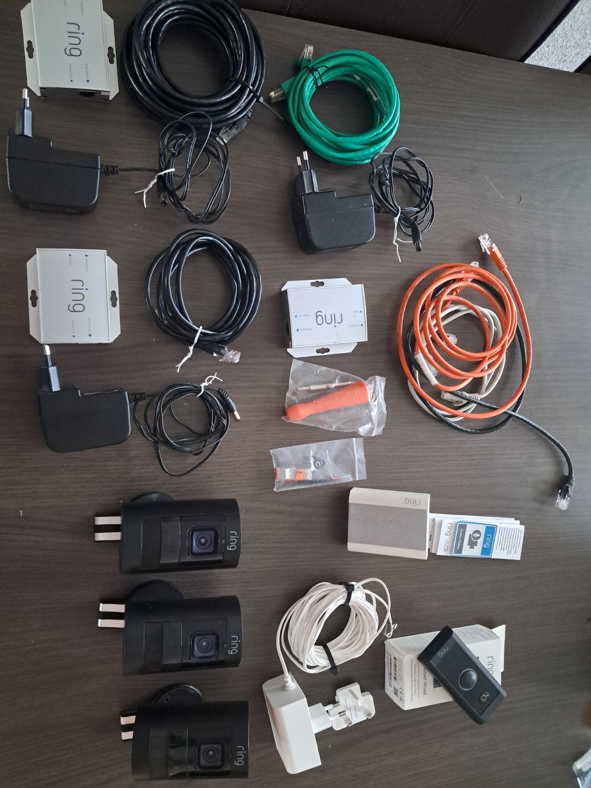 Ring deurbel camera (3x) volledig set incl kabels, Ophalen of Verzenden, Gebruikt