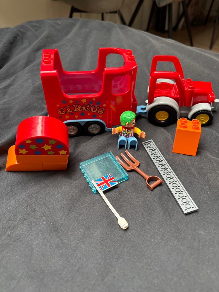 Duplo: Circus Tractor en Wagen met Figuur en Accessoires, Ophalen of Verzenden, Gebruikt, Overige merken