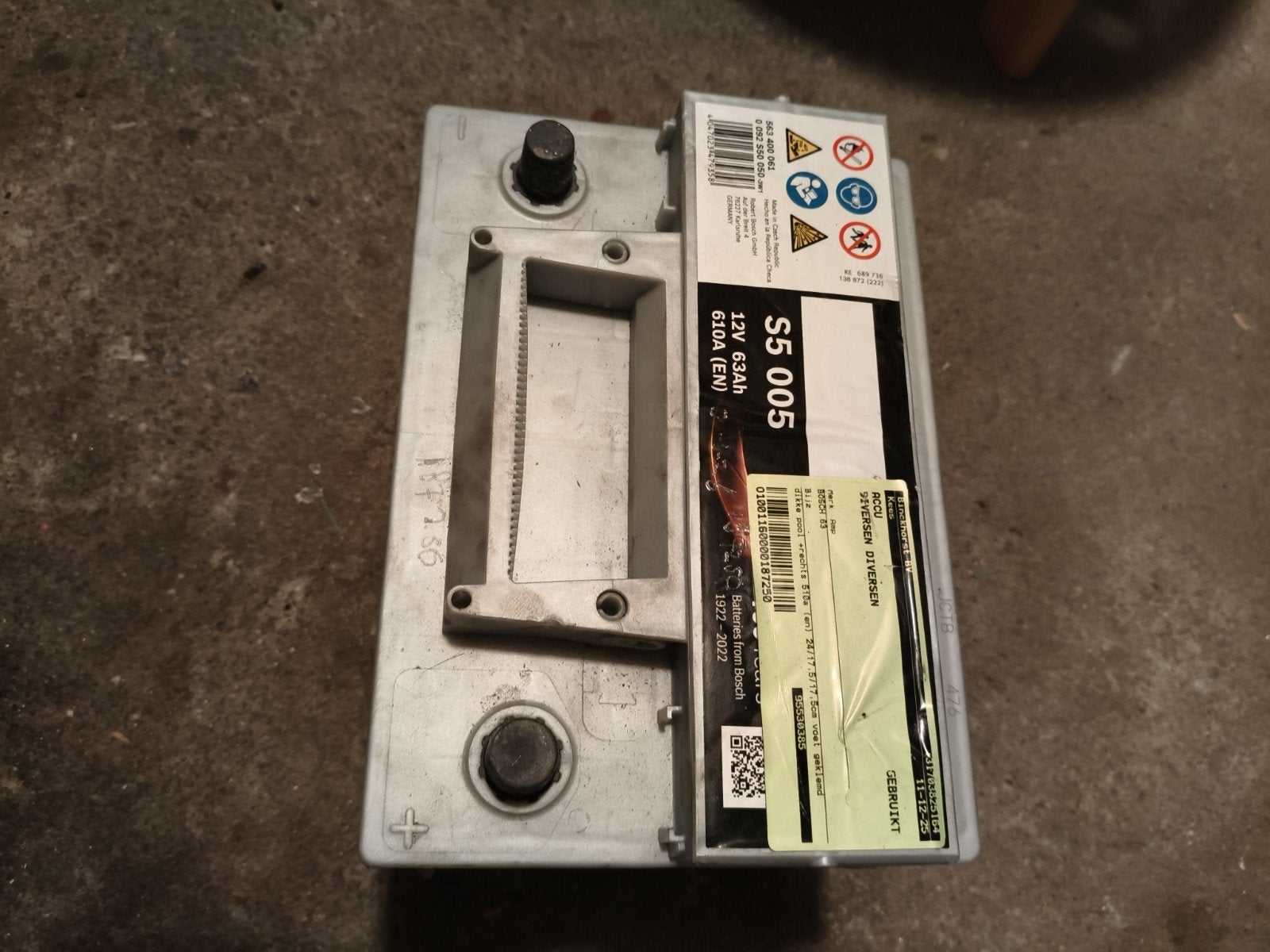 Bosch S5 005 12V 63Ah 610A (EN) Accu, Gebruikt, Overige automerken