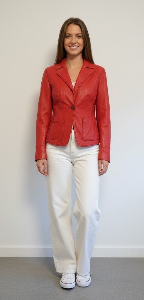 leren jasje van Arma, Verzenden, Zo goed als nieuw, Rood, Maat 38/40 (M)