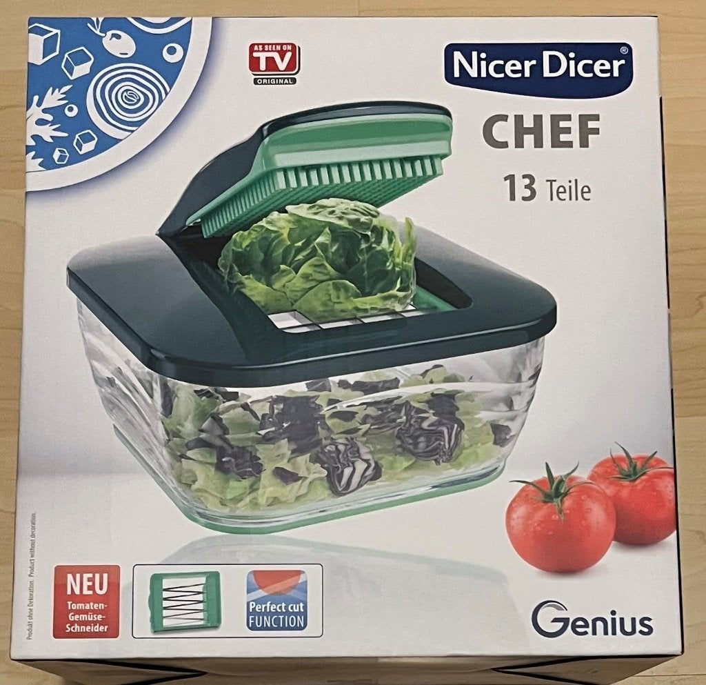New NicerDicer Genius Keukenhulp snijder schaaf molen NP€110, Ophalen, Groen, Kunststof, Nieuw