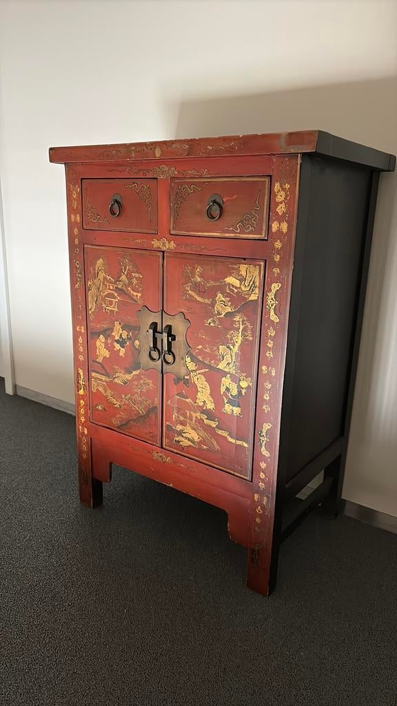Antiek chinees kastje, Ophalen, Gebruikt, Met deur(en), 50 tot 100 cm