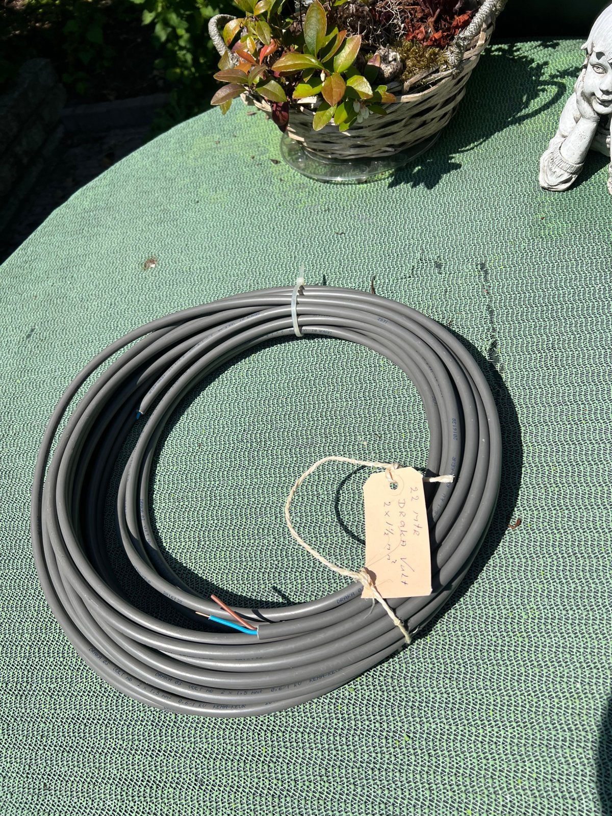 22 mtr. Draka Installatie kabel vult 2x1,5 mm2, Doe-het-zelf en Verbouw, Elektra en Kabels, Ophalen, Nieuw, Kabel of Snoer
