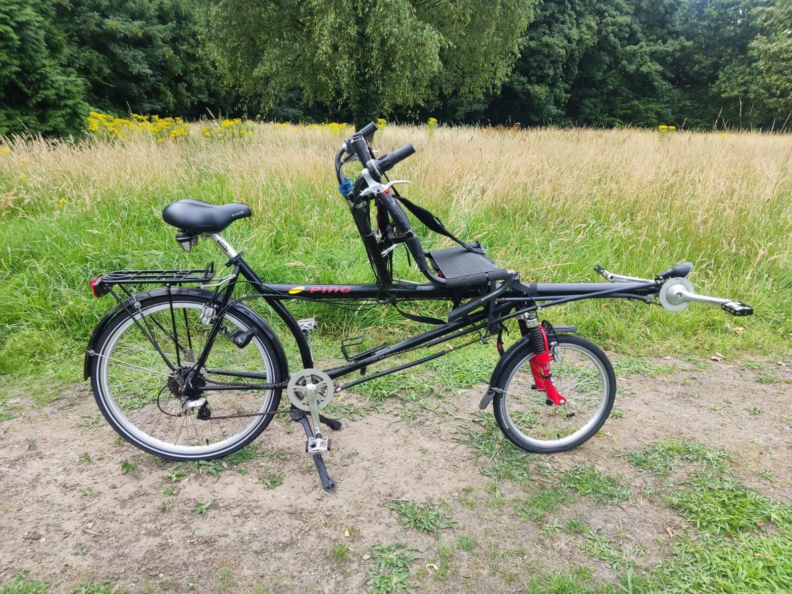 Hase Pino - Tandem ligfiets, Fietsen en Brommers, Fietsen | Tandems, Gebruikt, Minder dan 10 versnellingen, 55 cm of meer, Velgrem