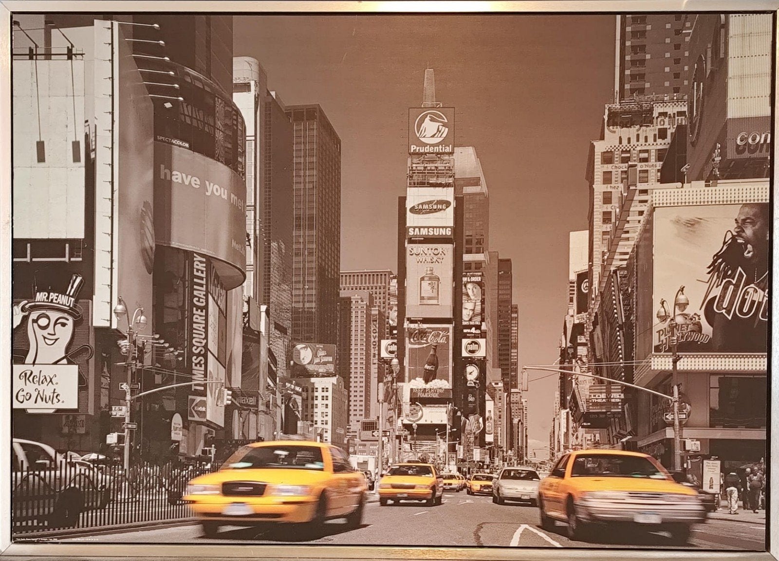 Schilderij New York Times Square - Zwart-wit met kleuraccent, Ophalen