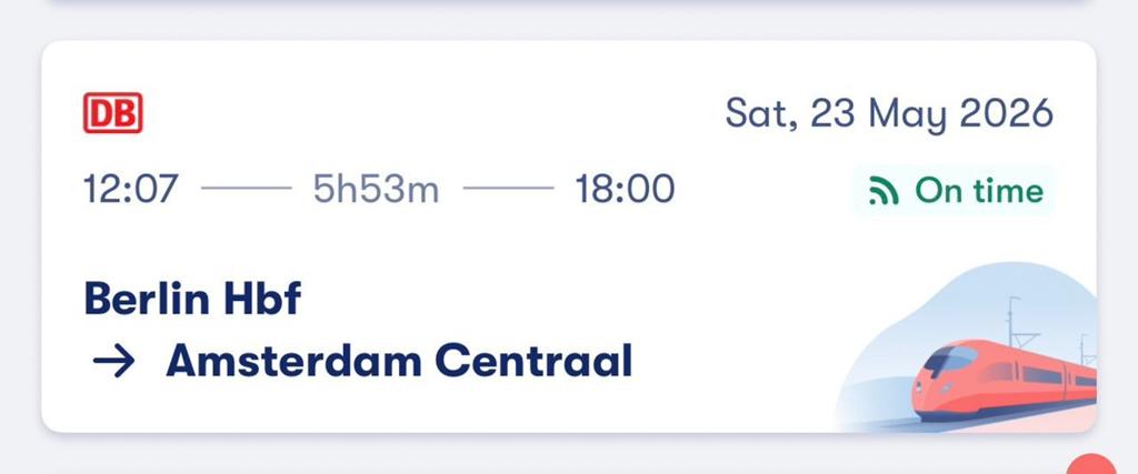 Berlin to Amsterdam train ticket, Tickets en Kaartjes, Eén persoon, Trein, Met bestemming of datum