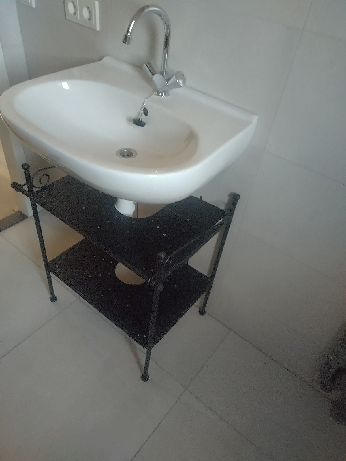 Wastafel onderstel - Zwart metaal, Huis en Inrichting, Badkamer | Badkamermeubels, Gebruikt, 100 tot 150 cm, Wasbak of Wastafel