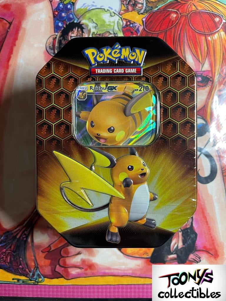 Pokemon TCG - Hidden Fates - Raichu GX Tin - Sealed, Hobby en Vrije tijd, Verzamelkaartspellen | Pokémon, Verzenden, Zo goed als nieuw