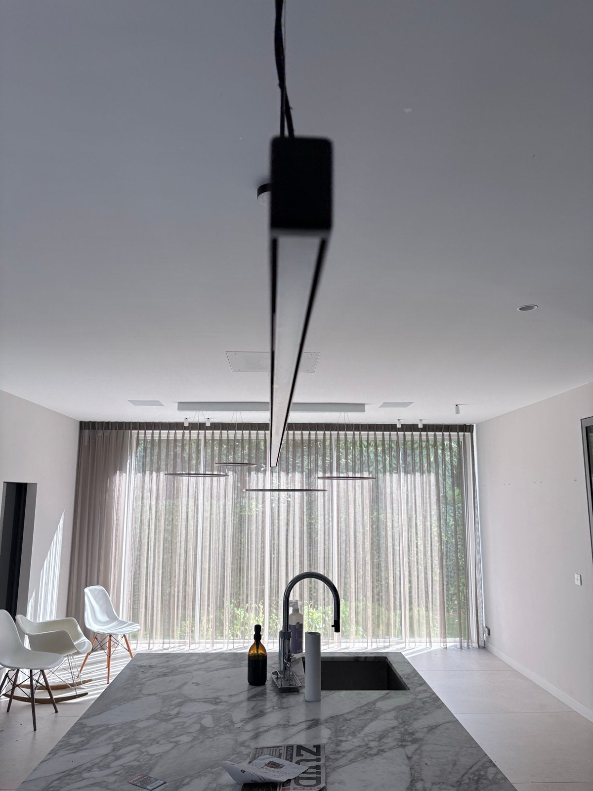 Set van 2 Exclusieve Design LED Hanglampen - Matzwart, Ophalen, Zo goed als nieuw, Metaal