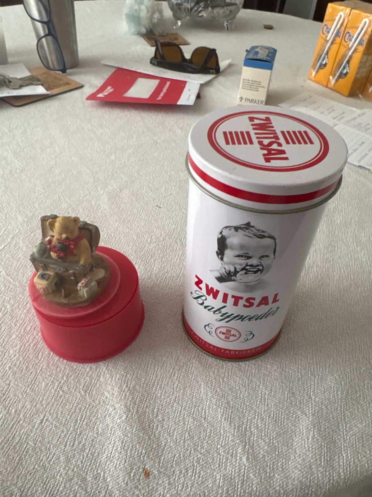 Vintage Zwitsal Babypoeder blik met muziekdoosje, Verzamelen, Ophalen of Verzenden, Gebruikt