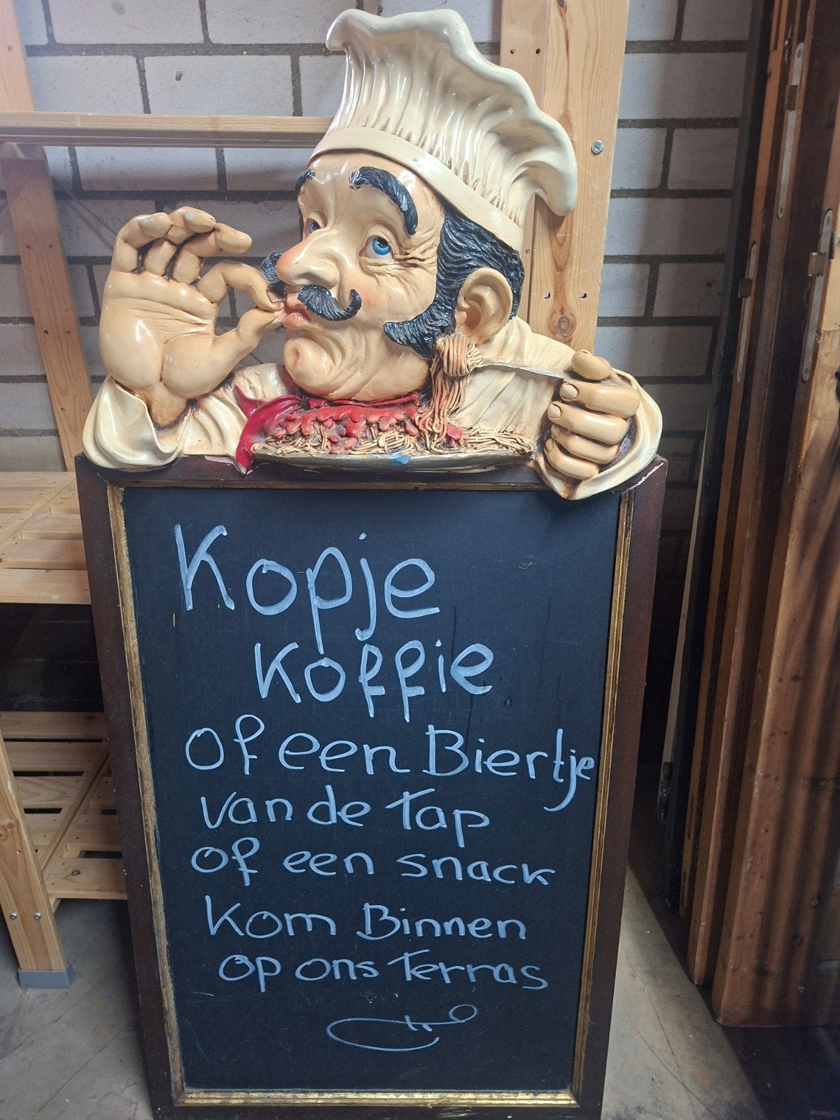 Krijtbord met Chef-kok Beeld - Koffie, Bier, Snack, Ophalen of Verzenden