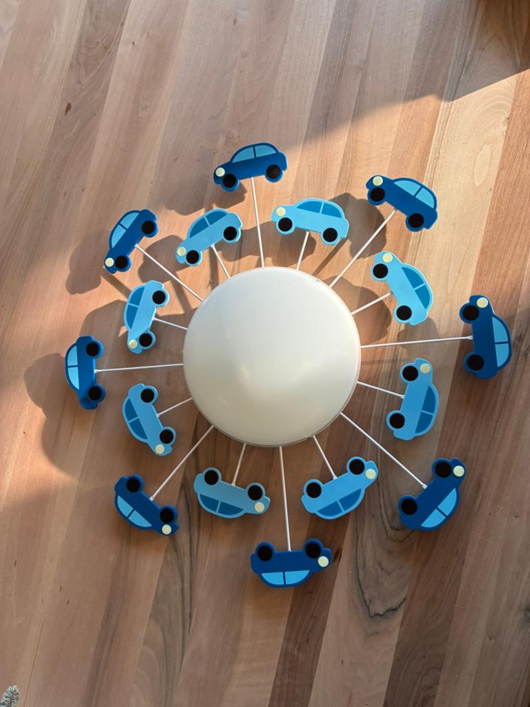 Plafondlamp met blauwe autootjes, Ophalen, Gebruikt