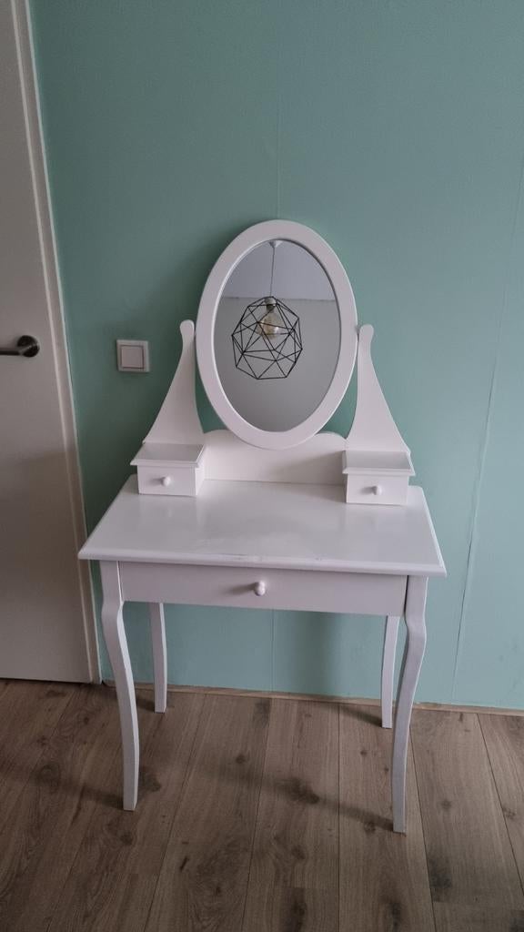 Witte kaptafel met spiegel en lades, Imme van Leen Bakker., Gebruikt, 100 tot 150 cm, Klassiek, Romantisch, Hout
