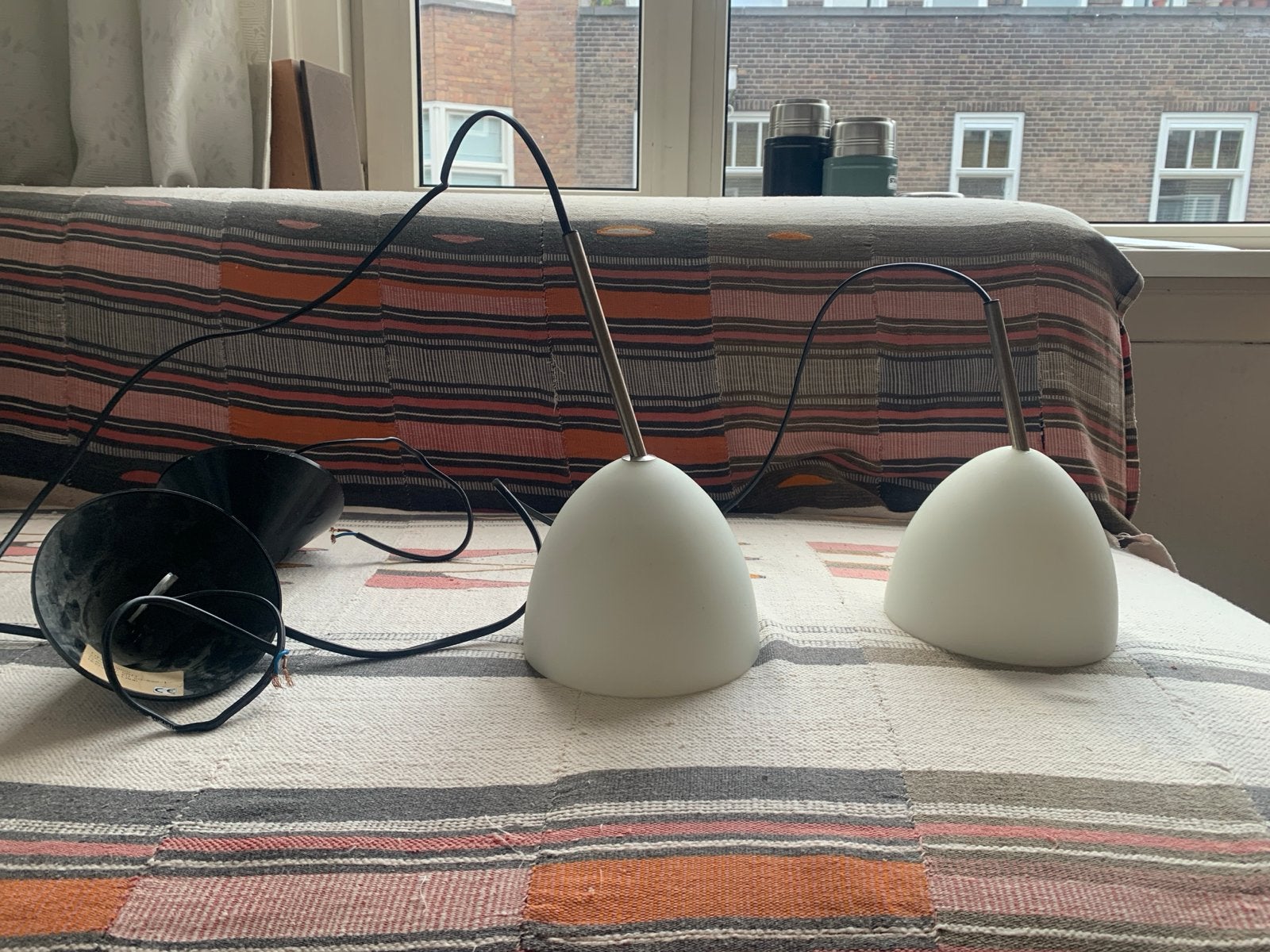 Herda hanglampen set van 2, Ophalen of Verzenden, Gebruikt, Glas, E14 (klein)