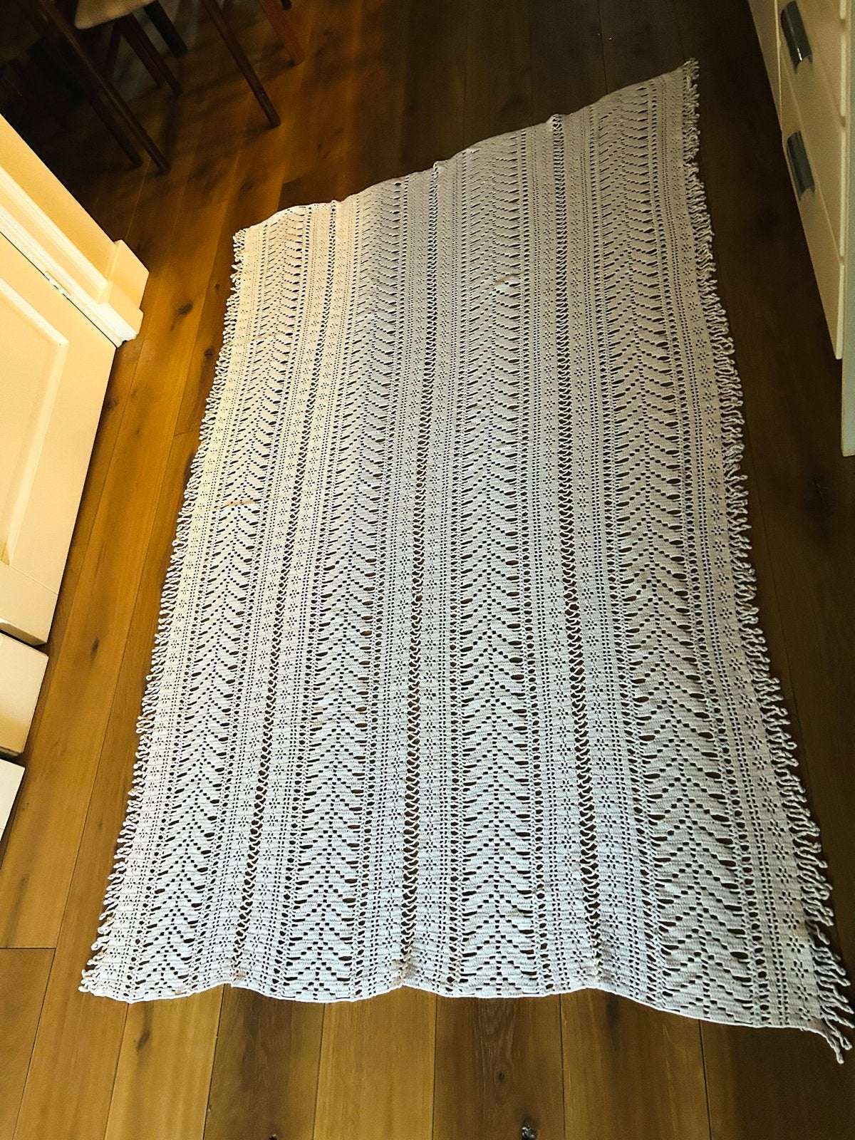 Vintage gehaakt tafelkleed - 120x185 cm - Zeer goede staat, Ophalen of Verzenden, Wit, Gehaakt, Zo goed als nieuw