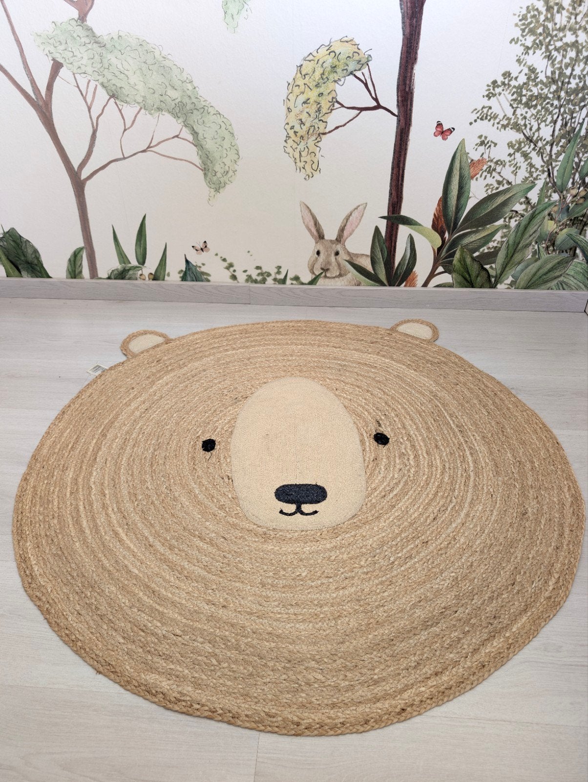 H&M Home Juten Vloerkleed Beer - 100cm Rond, Huis en Inrichting, Ophalen, Gebruikt, Rond, Natuurlijk
