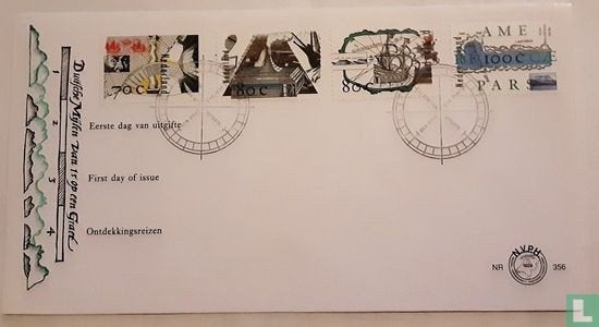 FDC E356 Ontdekkingsreizen 1996 onbeschreven Anders geplakt, Ophalen of Verzenden