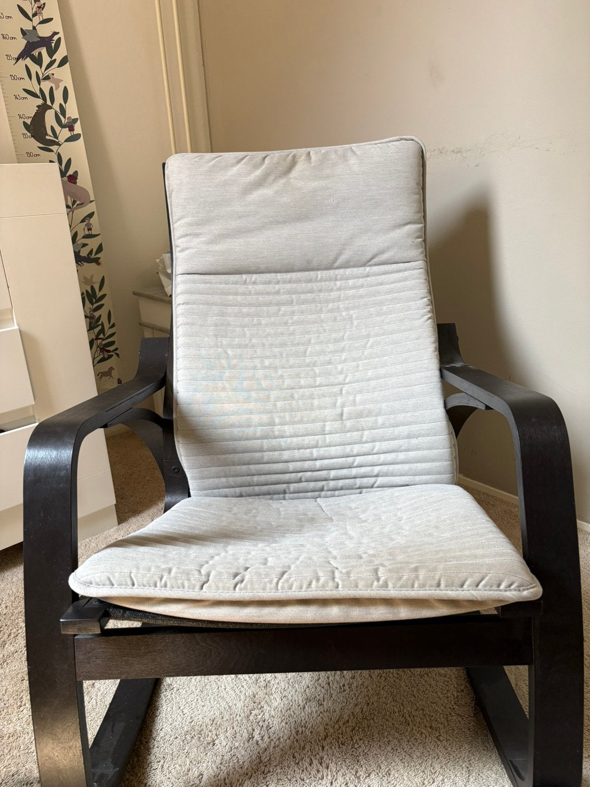 Ikea schommelstoel te koop, Huis en Inrichting, Stoelen, Ophalen, Zwart, Zo goed als nieuw, Poang schommelstoel zoals te koop bij ikea