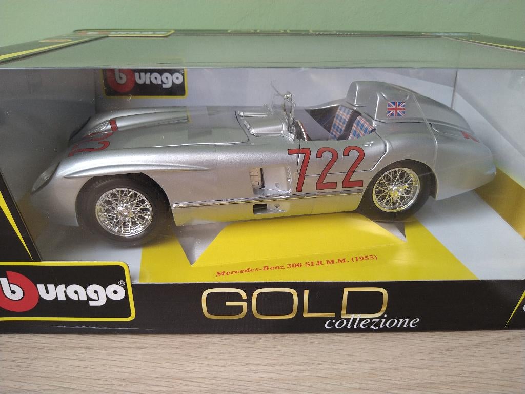 Mercedes-Benz 300 SLR Mille Miglia 1955 #722 OVP Bburago, Ophalen of Verzenden, Nieuw, Auto, Bburago
