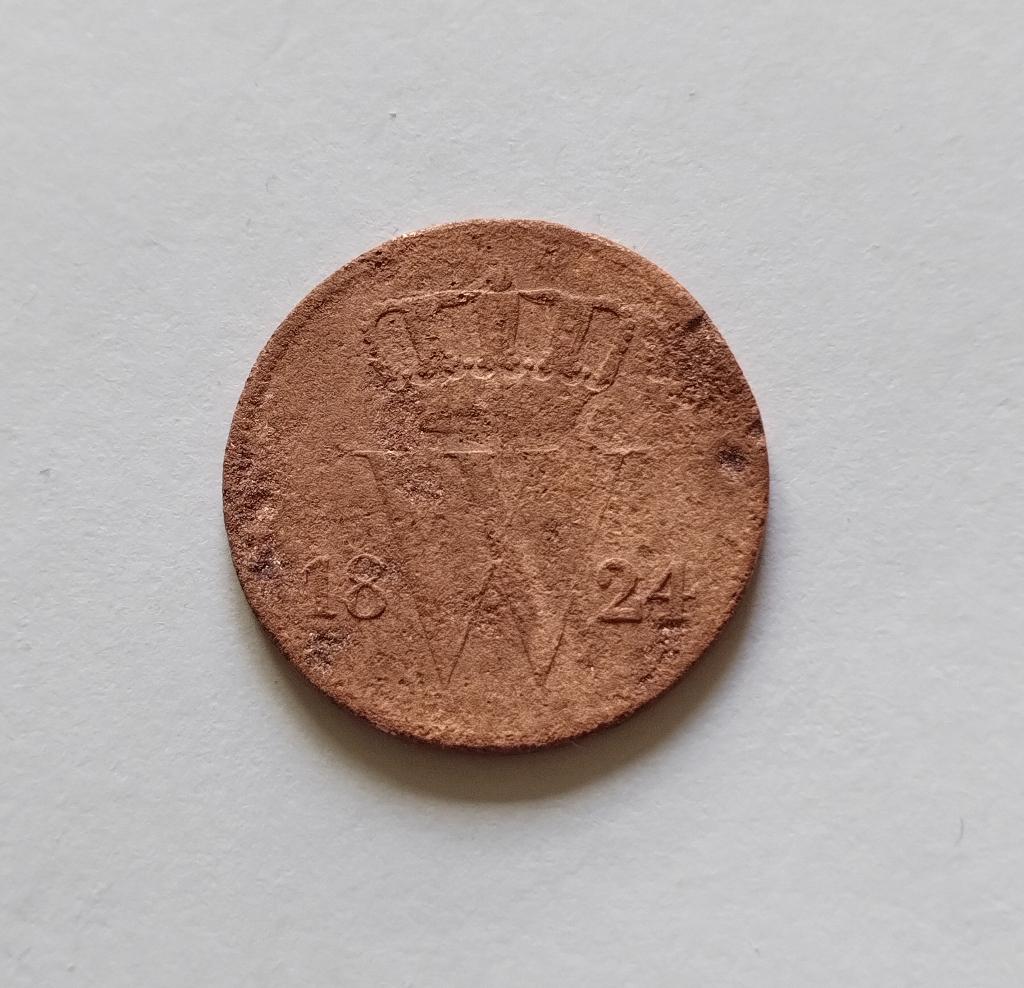 Minder fraaie 1 cent 1824 - Willem I, Postzegels en Munten, Munten | Nederland, Verzenden, Koning Willem I, 1 cent, Losse munt