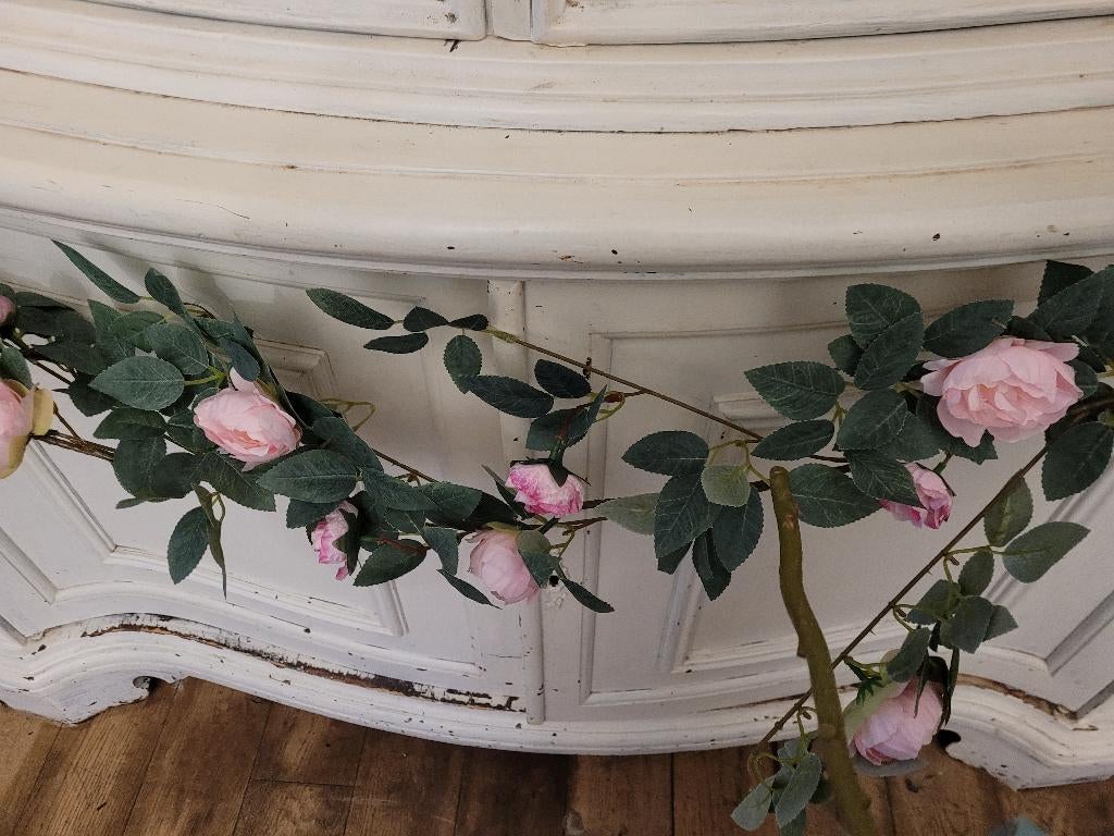 Guirlande met kunstrozen merk Clayre & Eef, 180 cm, Roze, Belle Vieille Brocante, Ophalen of Verzenden