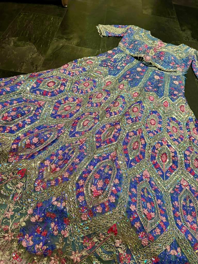 Lehenga / indiase jurk / saree maat S, Blauw, Nieuw, Ophalen of Verzenden, Maat 36 (S)