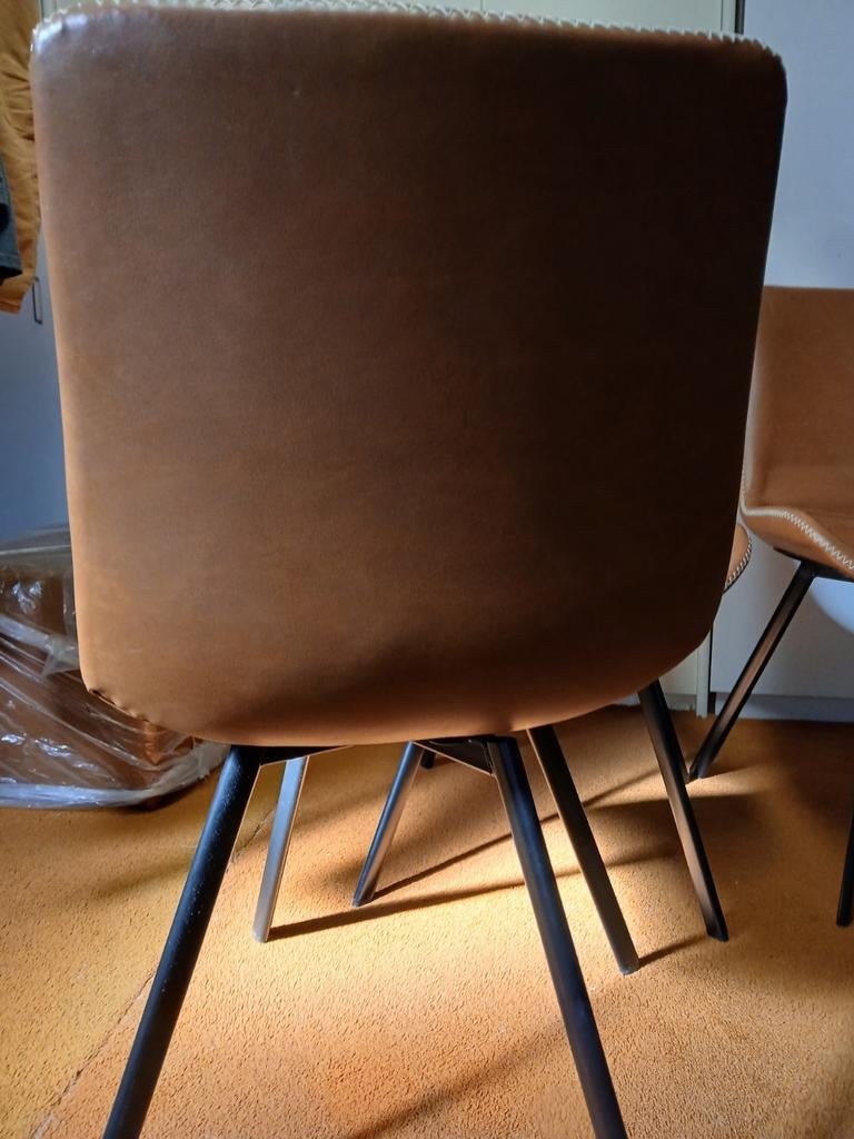4 Eetkamerstoelen Zgan lederlook, Ophalen of Verzenden, Zo goed als nieuw, Minder dan 75 cm, 50 tot 75 cm