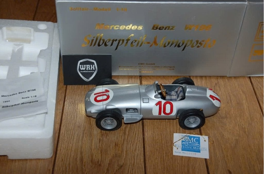 1:18 Mercedes W196 Monoposto #10 CMC ZIE INFO WRH, Verzenden, Zo goed als nieuw, Auto, Overige merken