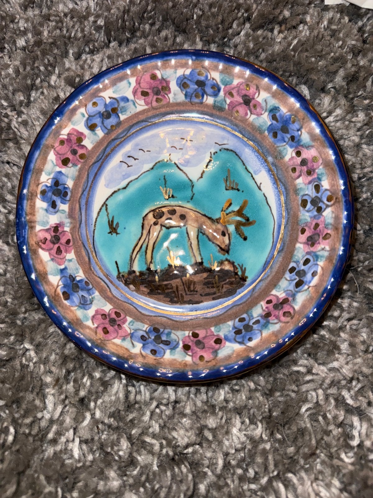 Decoratief bordje met hert - Handgeschilderd, Antiek en Kunst, Ophalen of Verzenden
