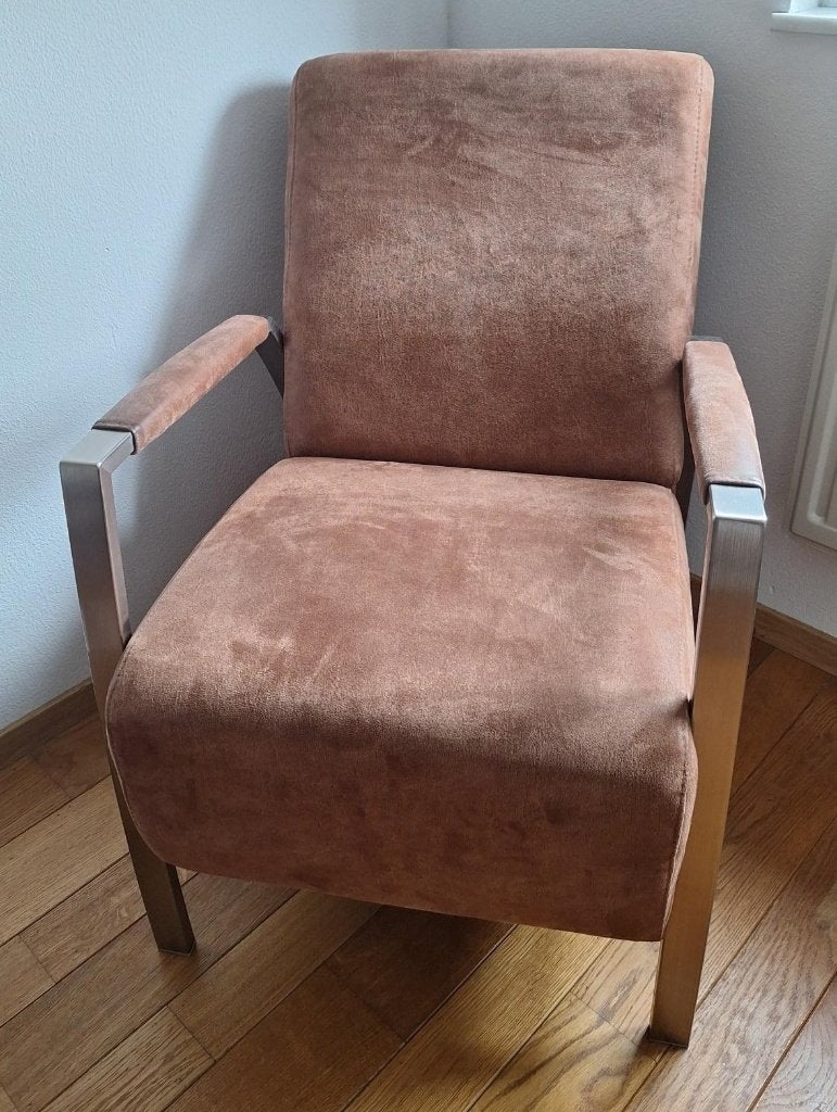 Cognac fauteuil, Ophalen, Minder dan 75 cm, Zo goed als nieuw, Stof