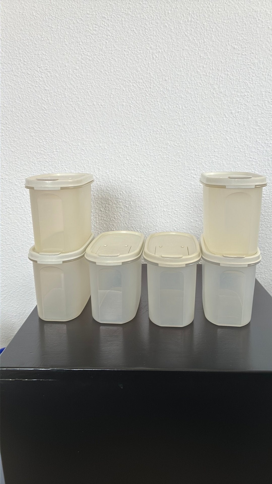Ruimtespaarders Tupperware 1,1 L 6 st, Gebruikt, Bewaardoos, Wit, Ophalen of Verzenden