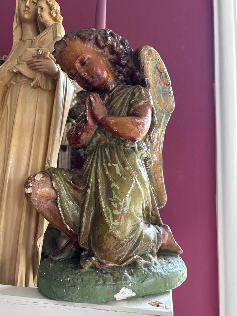 Antieke Aartsengel Gabriel Beeld - Religieuze Kunst, Antiek en Kunst, Antiek | Religie, Ophalen of Verzenden