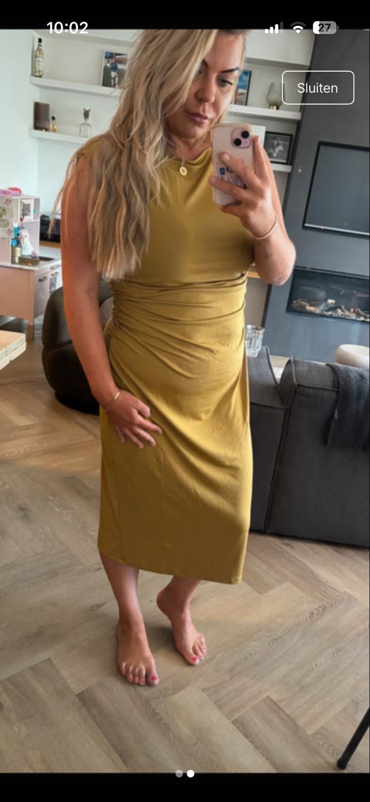 H&M Mosterdgele Jurk Maat XL met veel stretch, Kleding | Dames, Geel, Maat 46/48 (XL) of groter, Ophalen of Verzenden, Gedragen