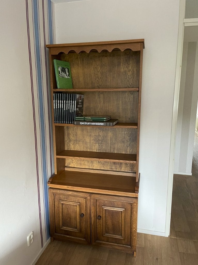 boekenkast, Ophalen, Met deur(en), Eikenhout, 50 tot 100 cm