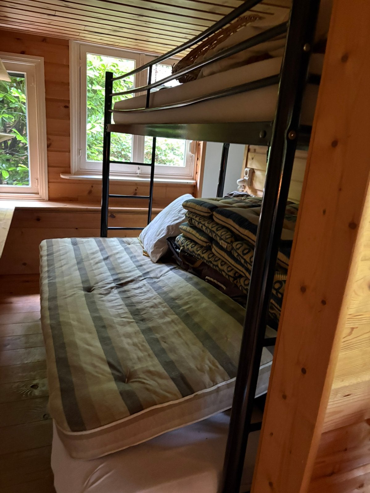 3 pers bed 2 pers beneden 1 pers boven., Ophalen of Verzenden, Tweepersoons, 90 cm, Stapelbed